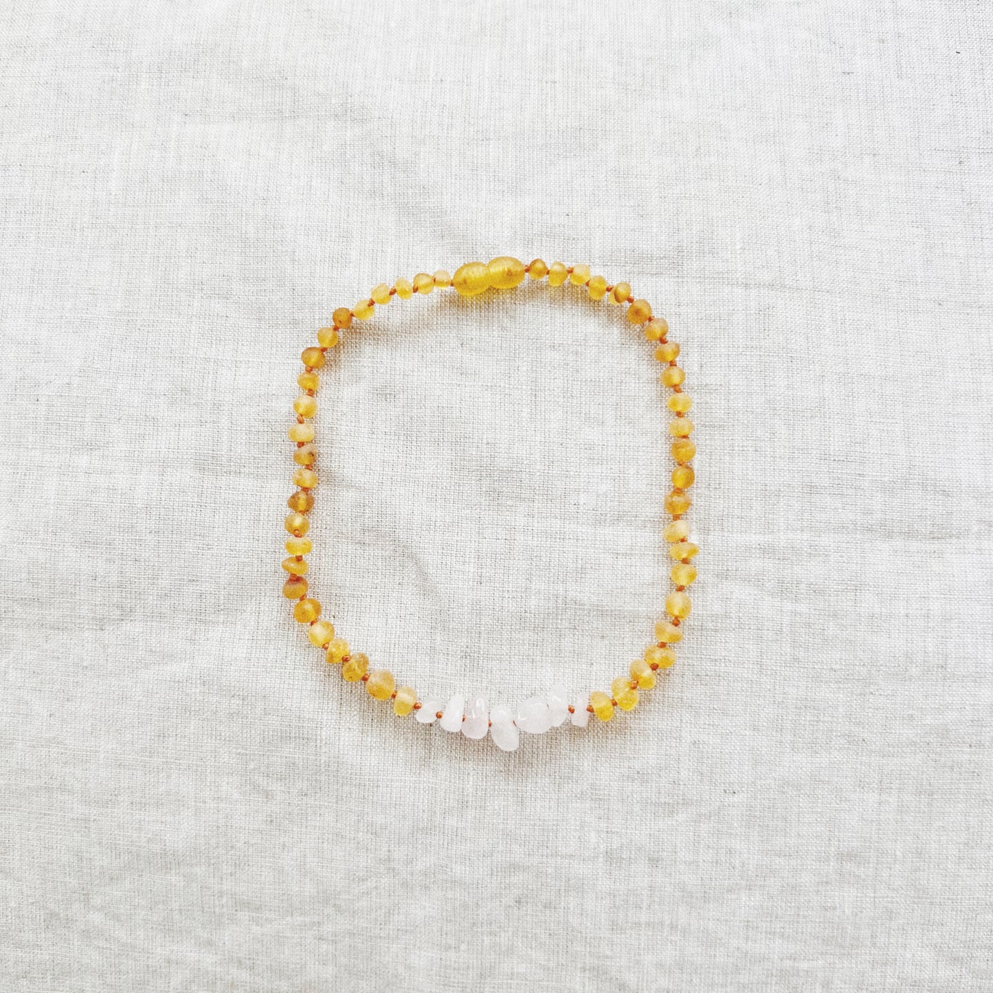 バルト海琥珀(アンバー)&ローズクォーツ・ネックレス